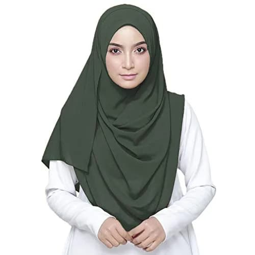 LMVERNA Chiffon hijab muslim Solid Color Thick bubble Chiffon Long Scarf wrap scarves (Dark green) | Soft, Lightweight & Elegant thumbnail 1