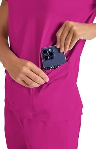 KOI Becca Women's 4-Pocket Stretch Scrub Top Azalea Pink | Comfortable, Stylish & Durable (70-120 chars) thumbnail 4