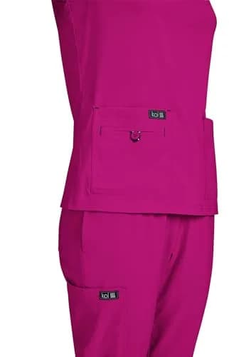 KOI Becca Women's 4-Pocket Stretch Scrub Top Azalea Pink | Comfortable, Stylish & Durable (70-120 chars) thumbnail 3