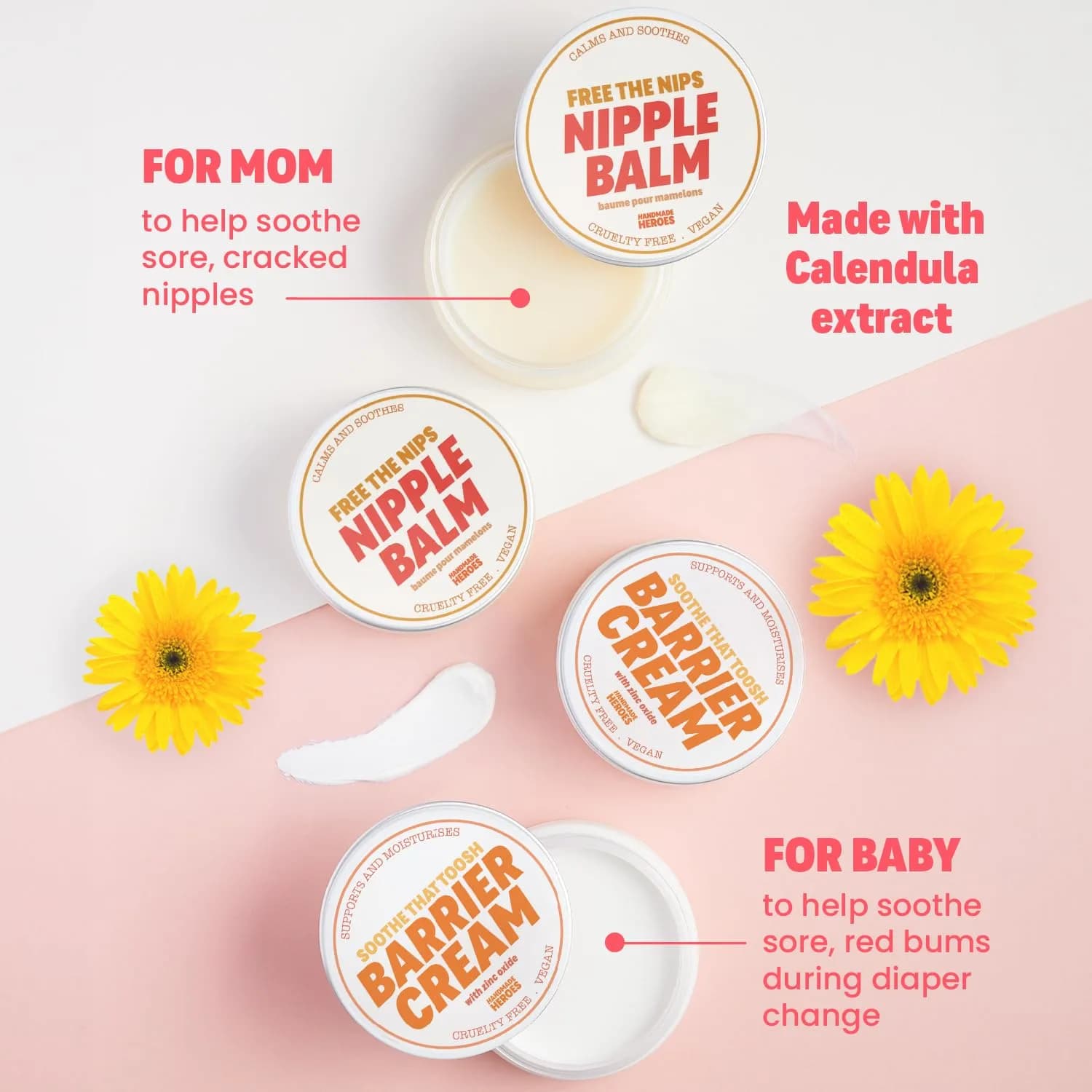 Handmade Heroes Nipple Butter Breastfeeding Balm 2 oz (59 ml) | 100% Natural Vegan Formula for Sore Cracked Nipples - view 3