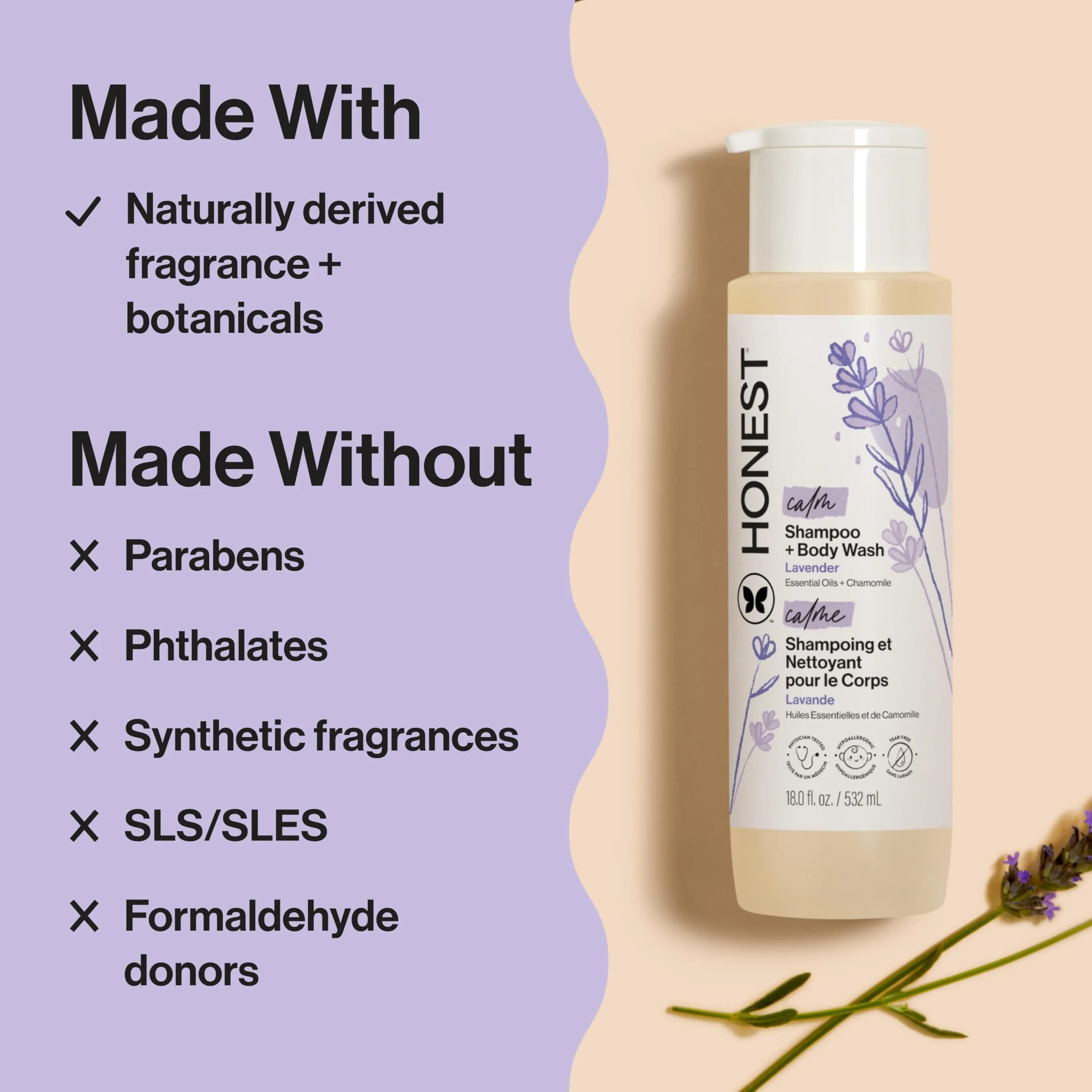 The Honest Company 2-in-1 Baby Shampoo & Body Wash Lavender Calm 530ml (18 fl oz) | Relaxing Cleanse for Baby and Family - view 4