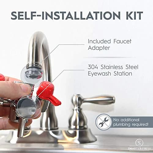 SmarterFresh Faucet Mounted Eyewash Station | Reliable Emergency Eye Wash for Sink Attachment thumbnail 2