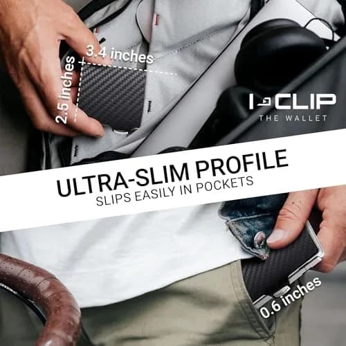 I-CLIP Premium Leather Wallet for Men, Gunmetal Black Carbon, 12 Cards | German-Engineered Slim Minimalist Design thumbnail 4