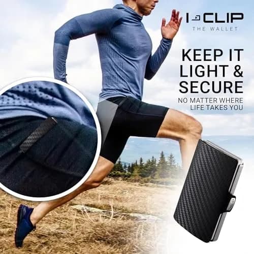 I-CLIP Premium Leather Wallet for Men, Gunmetal Black Carbon, 12 Cards | German-Engineered Slim Minimalist Design thumbnail 6