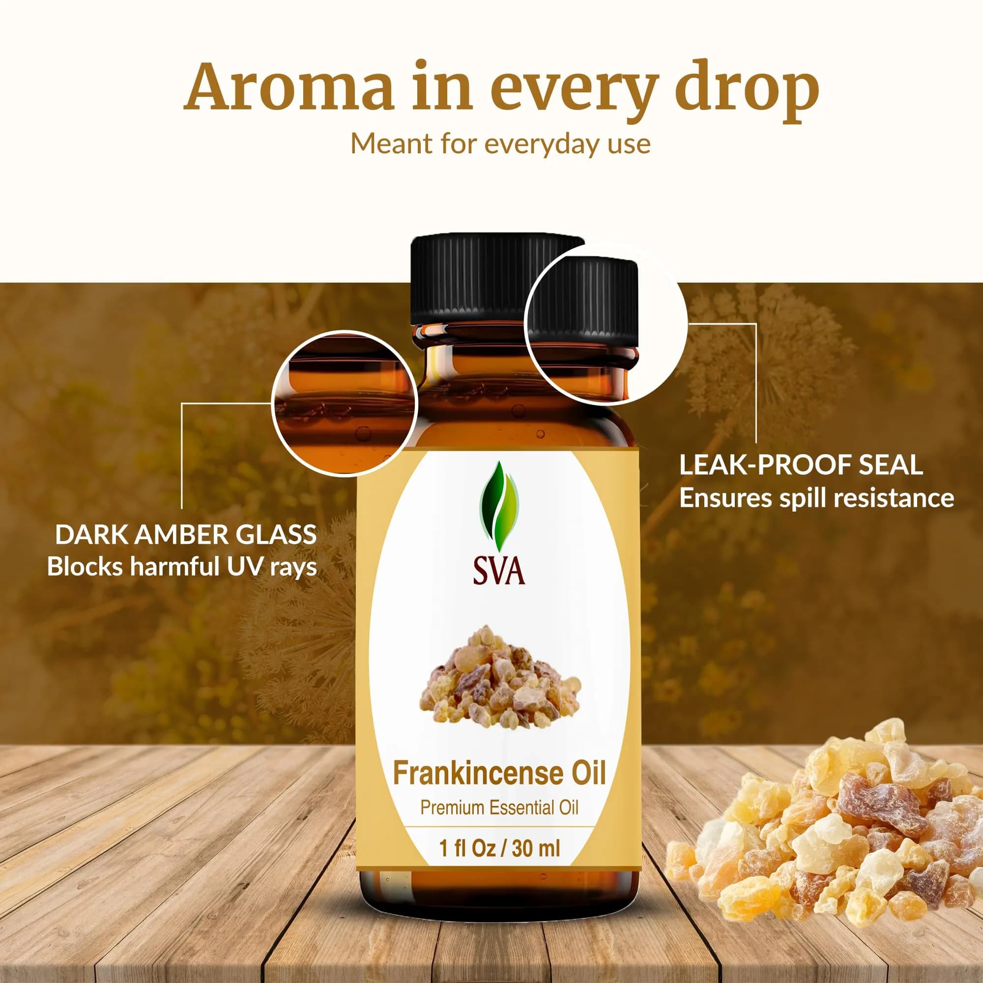 SVA ORGANICS Frankincense Essential Oil 30ml (1 Fl Oz) | Pure Carterii Oil for Aromatherapy & Skin - view 7