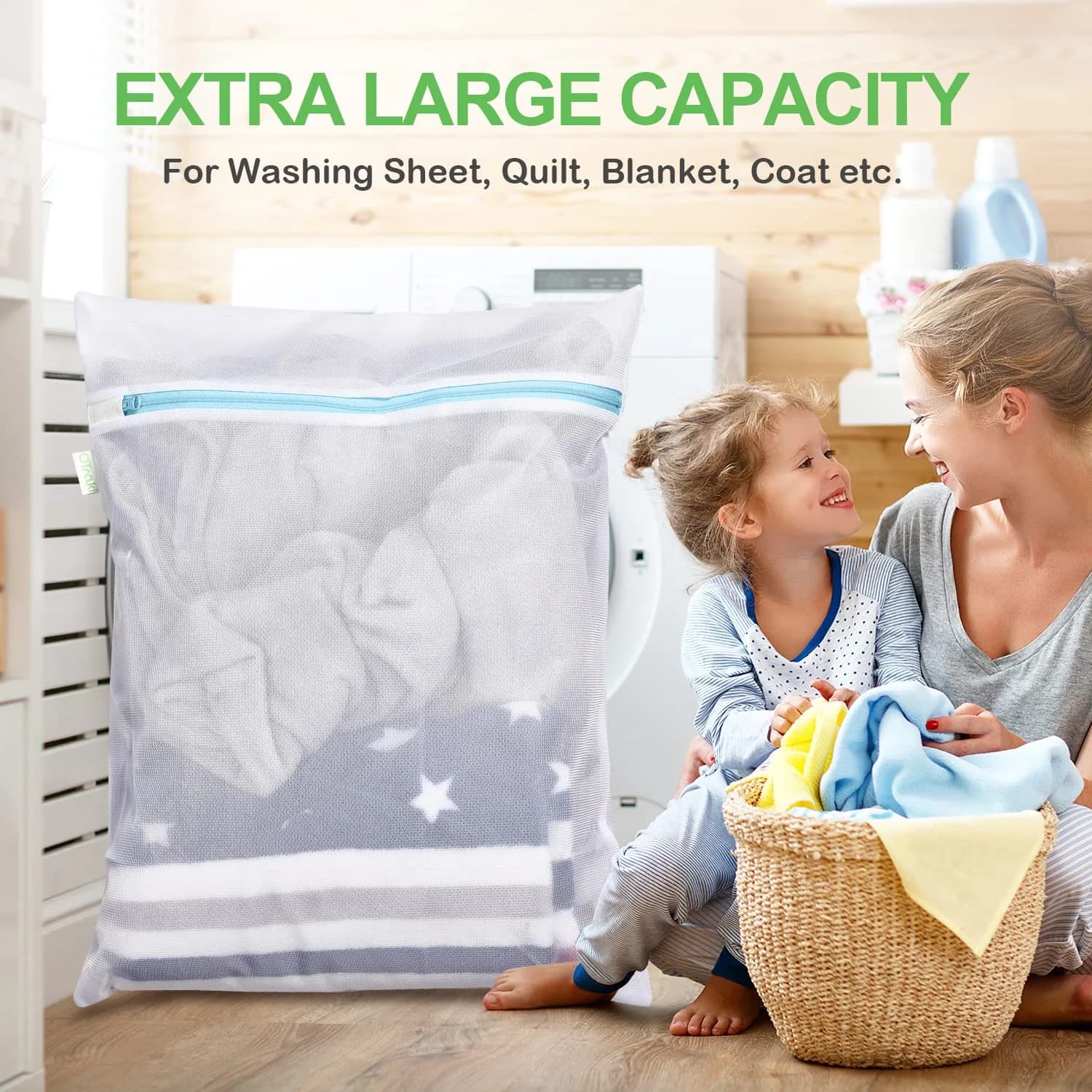 OTraki Extra Large Mesh Laundry Bag 90cm x 110cm (35" x 43") | Durable Zippered Wash Bag for Bedding, Jackets, Delicates - view 6