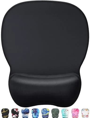 MROCO Ergonomic Mouse Pad with Gel Wrist Rest, Black, 9.4 x 8.1 in | Smooth Surface for Precise Control - main product image