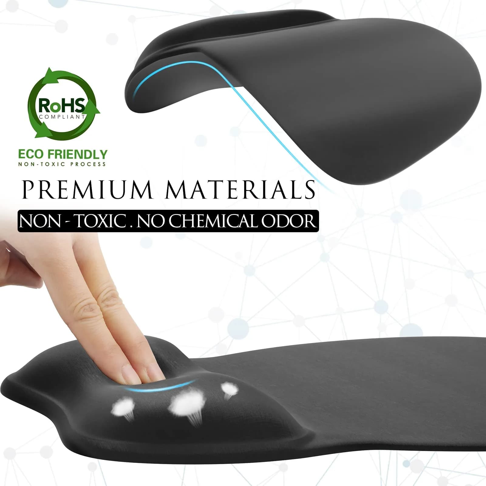 MROCO Ergonomic Mouse Pad with Gel Wrist Rest in Black - Comfortable Support for Daily Use - view 5