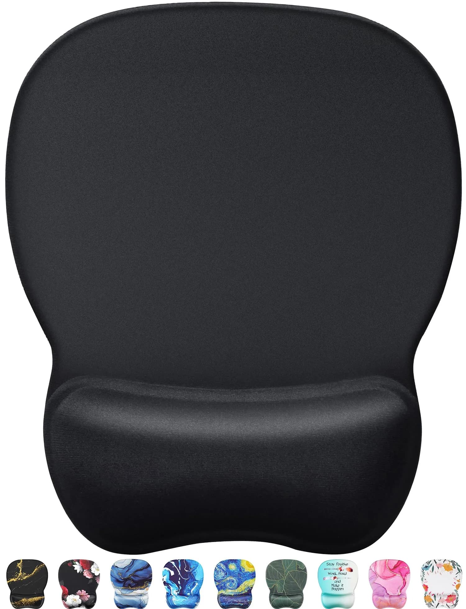 MROCO Ergonomic Mouse Pad with Gel Wrist Rest, 21.8 cm (8.6 in) x 24.4 cm (9.6 in), Pale Pink | Smooth Lycra Surface & Non-Slip PU Base — Black