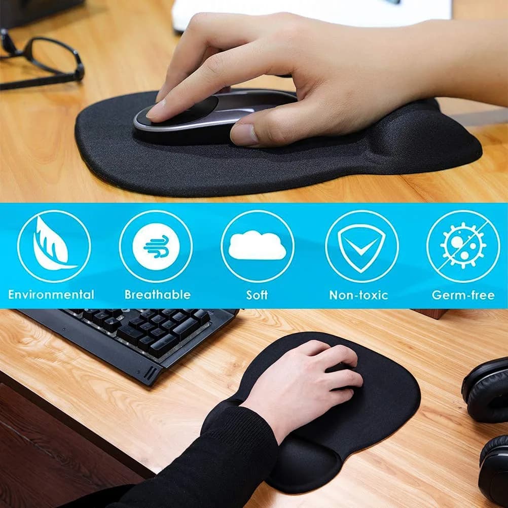MROCO Ergonomic Mouse Pad with Gel Wrist Rest in Black - Comfortable Support for Daily Use - view 8