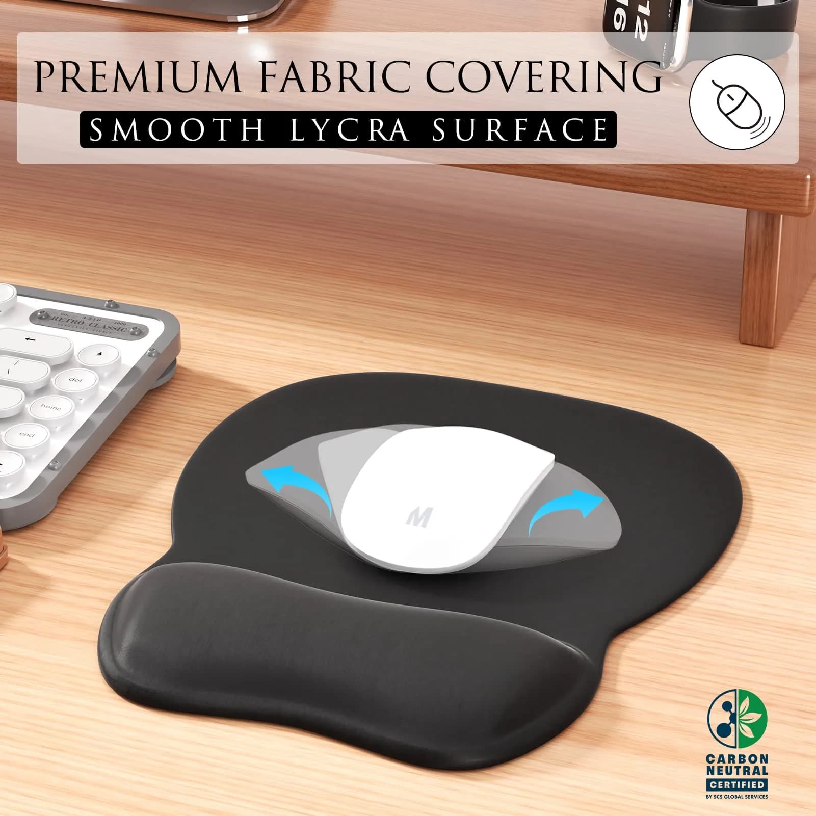 MROCO Ergonomic Mouse Pad with Gel Wrist Rest in Black - Comfortable Support for Daily Use - view 2