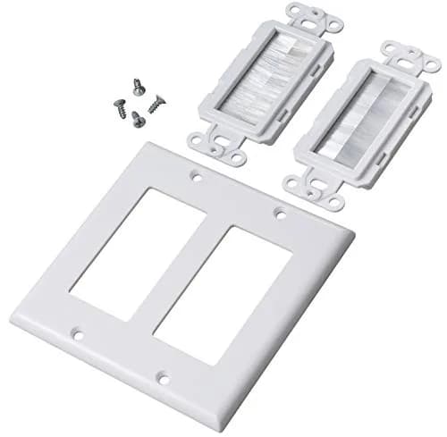 Fosmon 2-Gang Brush Style Passthrough Wall Plate 1 Pack | Flush Mount for HDMI, Network, Coaxial, Speaker Cables thumbnail 7