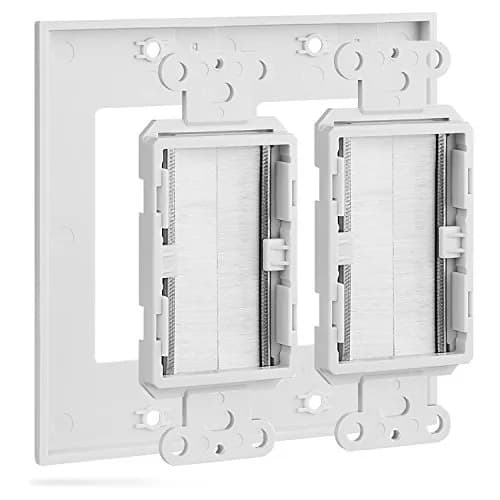Fosmon 2-Gang Brush Style Passthrough Wall Plate 1 Pack | Flush Mount for HDMI, Network, Coaxial, Speaker Cables thumbnail 3