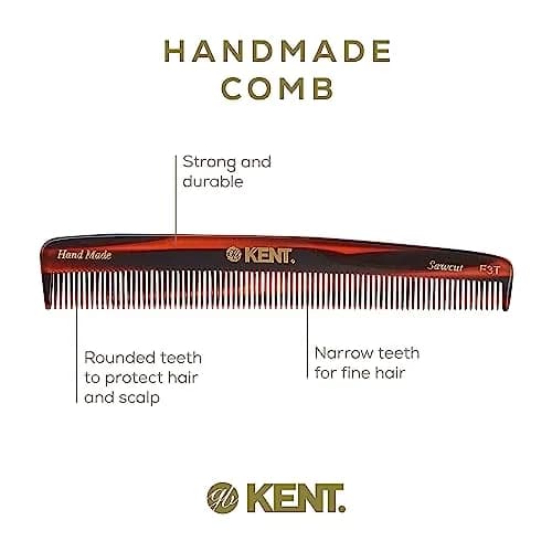 Kent F3T Tortoise Fine Tooth Comb 6.25 Inch | Hand Polished, Made in England thumbnail 4