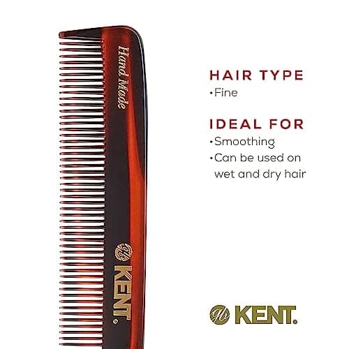 Kent F3T Tortoise Fine Tooth Comb 6.25 Inch | Hand Polished, Made in England thumbnail 6