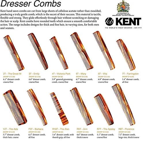 Kent F3T Tortoise Fine Tooth Comb 6.25 Inch | Hand Polished, Made in England thumbnail 7