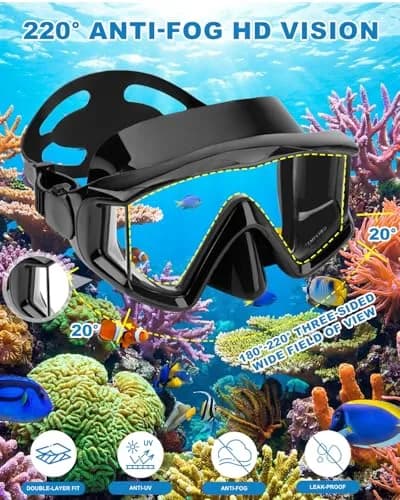 AQUA A DIVE SPORTS Adult Snorkel Mask with Anti-Fog Lenses | 180° Field of View thumbnail 4