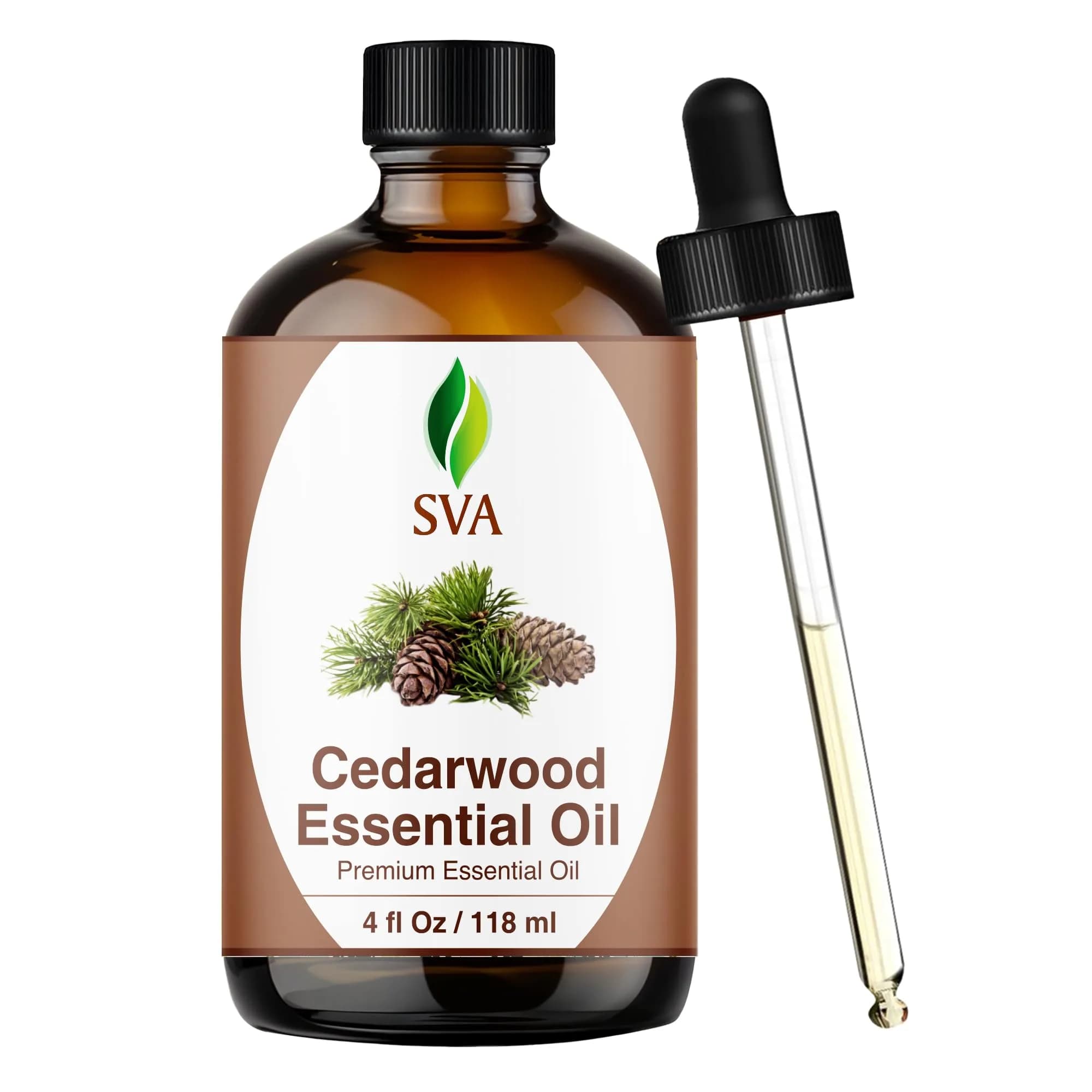 SVA Organics Cedarwood Essential Oil - 4 Fl Oz (118 mL) - Pure & Natural Aromatherapy Oil - main product image