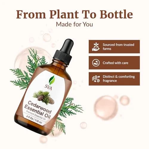 SVA Organics Cedarwood Essential Oil - 4 Fl Oz (118 mL) - Pure & Natural Aromatherapy Oil thumbnail 4