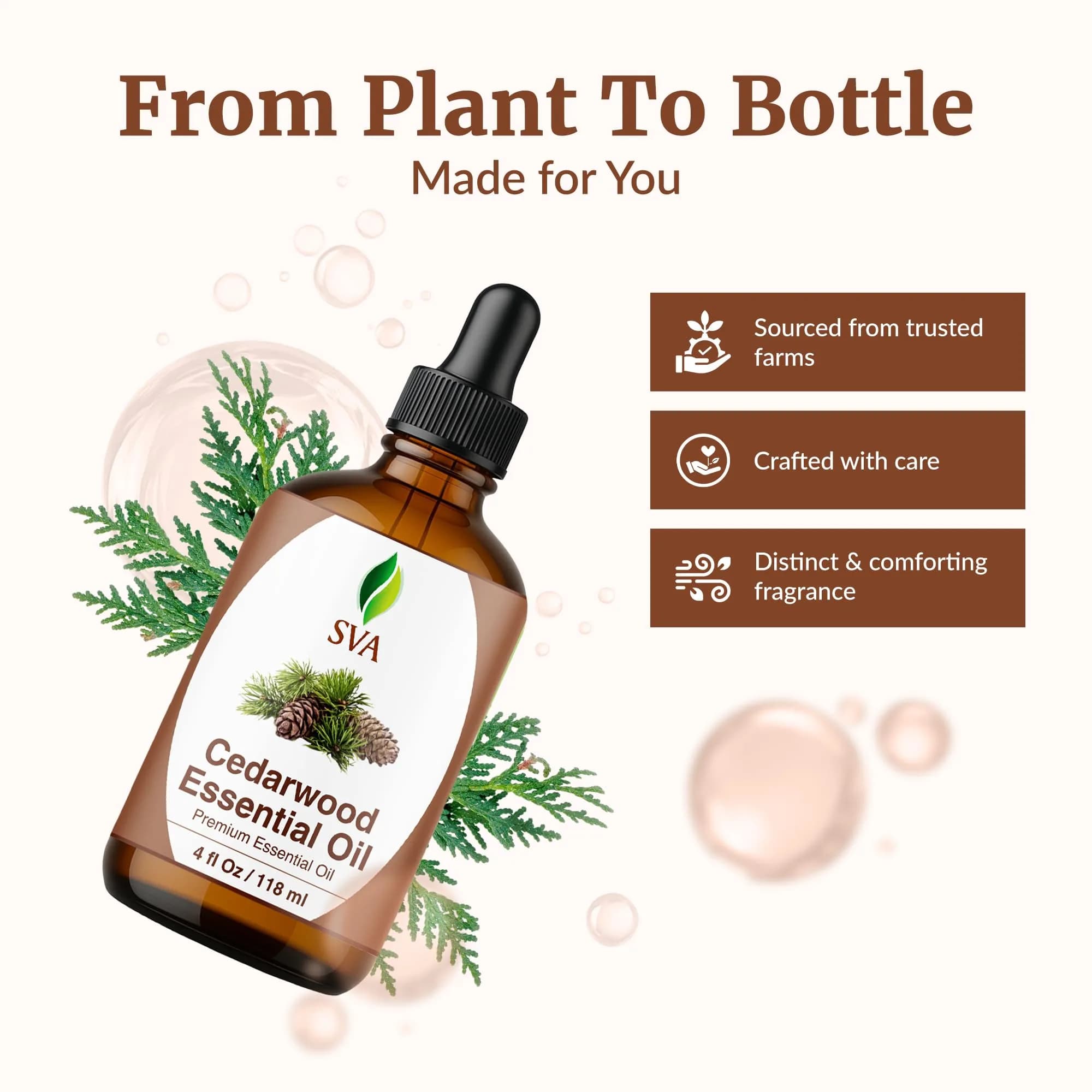 SVA Organics Cedarwood Essential Oil - 4 Fl Oz (118 mL) - Pure & Natural Aromatherapy Oil - view 4