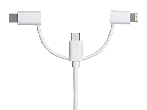 Monoprice 3-in-1 Multiport USB to Micro USB + USB-C + Lightning Charging Cable - 3 Feet, White thumbnail 4