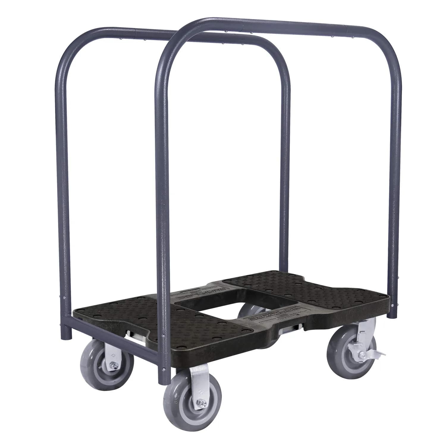 Snap-Loc 1800 lb Super-Duty Material Handling Truck | Steel Frame, 6 inch Polyurethane Casters — Panel Cart Dolly, Black