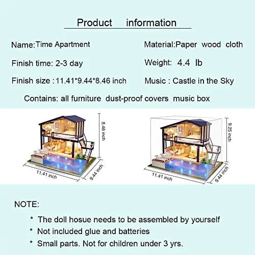 Spilay Miniature Dollhouse Kit 11.41x9.44x8.46inch | Creative DIY Home Decor thumbnail 4