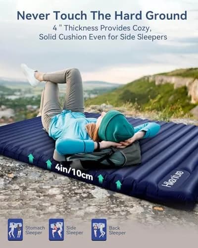Hikenture Double Sleeping Pad, 4-in Thick Camping Mattress | Bed-like Comfort for 2 in India thumbnail 3