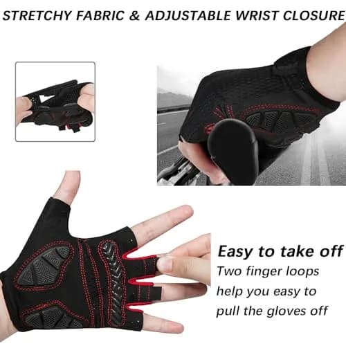 MOREOK Cycling Gloves Bicycle Road Bike Gloves, Half Finger -098 B-XXL | Breathable, Shock-Absorbing & Comfortable Fit thumbnail 4