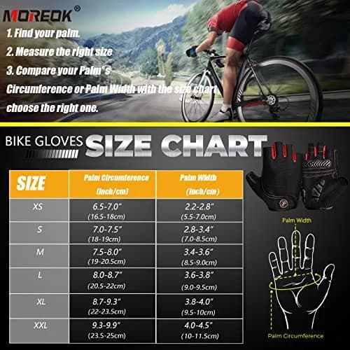 MOREOK Cycling Gloves Bicycle Road Bike Gloves, Half Finger -098 B-XXL | Breathable, Shock-Absorbing & Comfortable Fit thumbnail 6