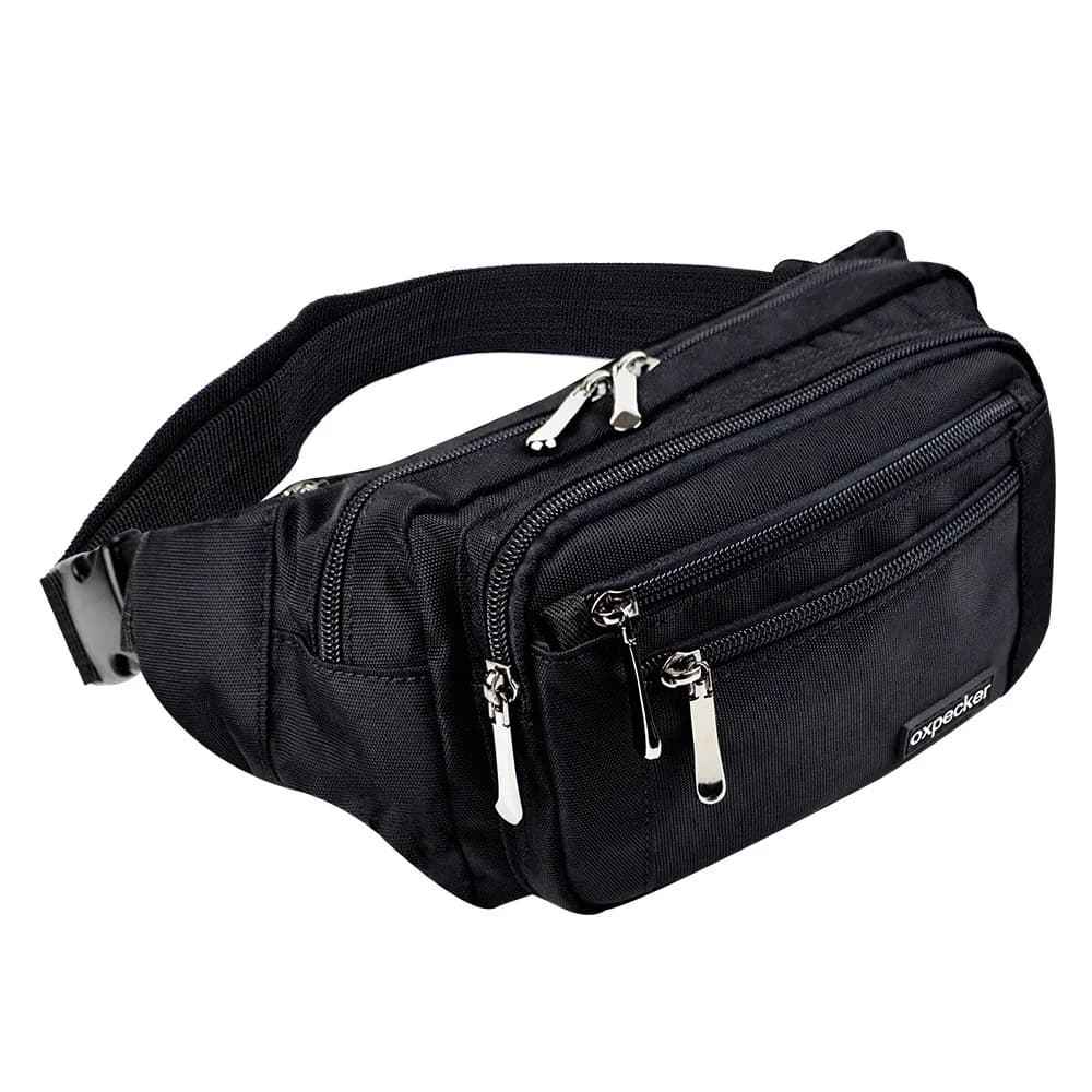 Oxpecker Waist Pack Bag Black 22.86cm (9in) | 5 Pockets, Waterproof, Adjustable Strap