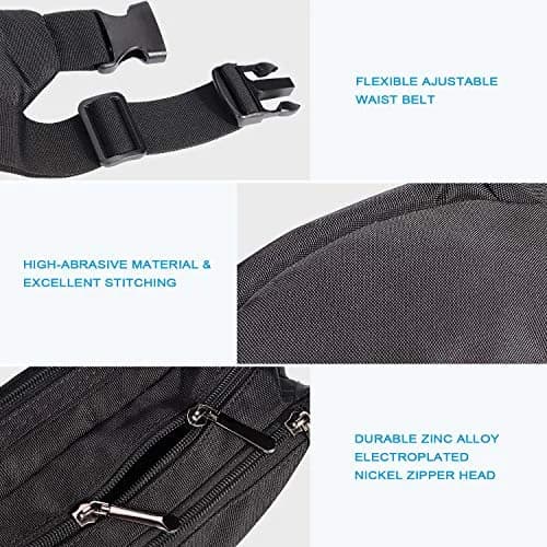 Oxpecker Waist Pack Bag Black 22.86cm (9in) | 5 Pockets, Waterproof, Adjustable Strap thumbnail 5