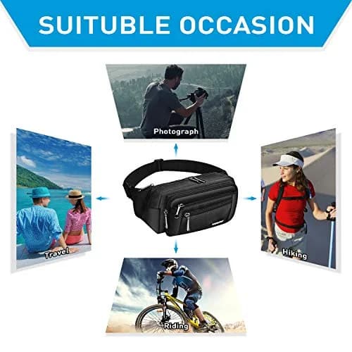 Oxpecker Waist Pack Bag Black 22.86cm (9in) | 5 Pockets, Waterproof, Adjustable Strap thumbnail 3