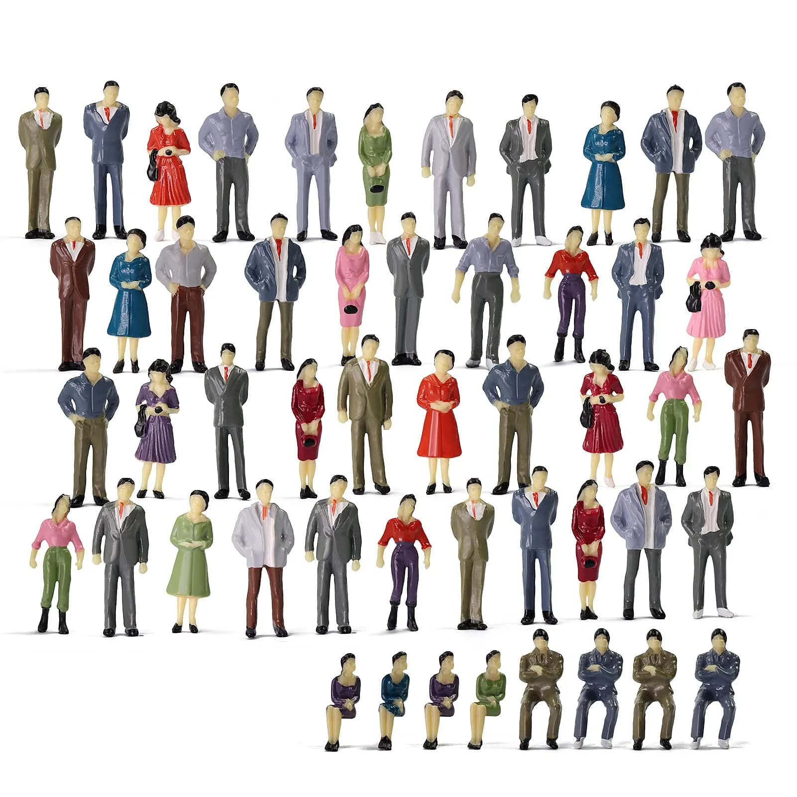 Evemodel P50 Model Trains Architectural Figures 50PCS | 1:50 O Scale Miniature People for Scenes — 50PCS