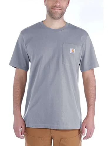 Carhartt Men's Dearborn Relaxed Pocket T-Shirt Heather Gray Large | Heavyweight Cotton Workwear Tee thumbnail 2