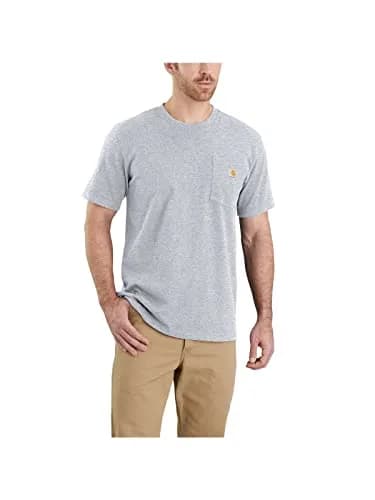 Carhartt Men's Dearborn Relaxed Pocket T-Shirt Heather Gray Large | Heavyweight Cotton Workwear Tee thumbnail 3