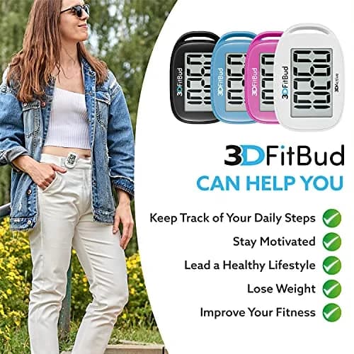 3DActive 3DFitBud Simple Step Counter Pedometer with Clip & Lanyard | Accurate 3D Tri-Axis Sensor thumbnail 4