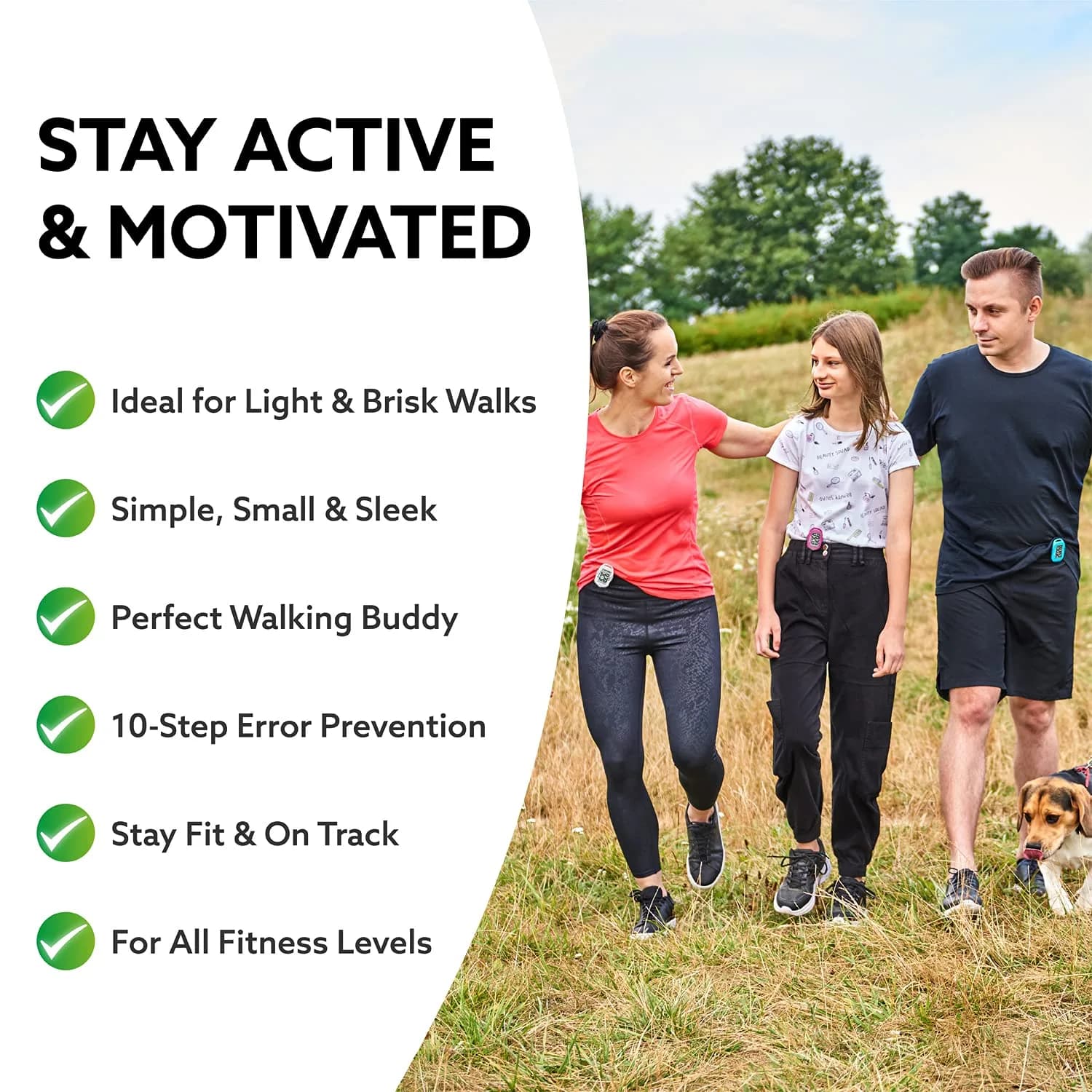 3DActive 3DFitBud Simple Step Counter Pedometer with Clip & Lanyard | Accurate 3D Tri-Axis Sensor - view 5