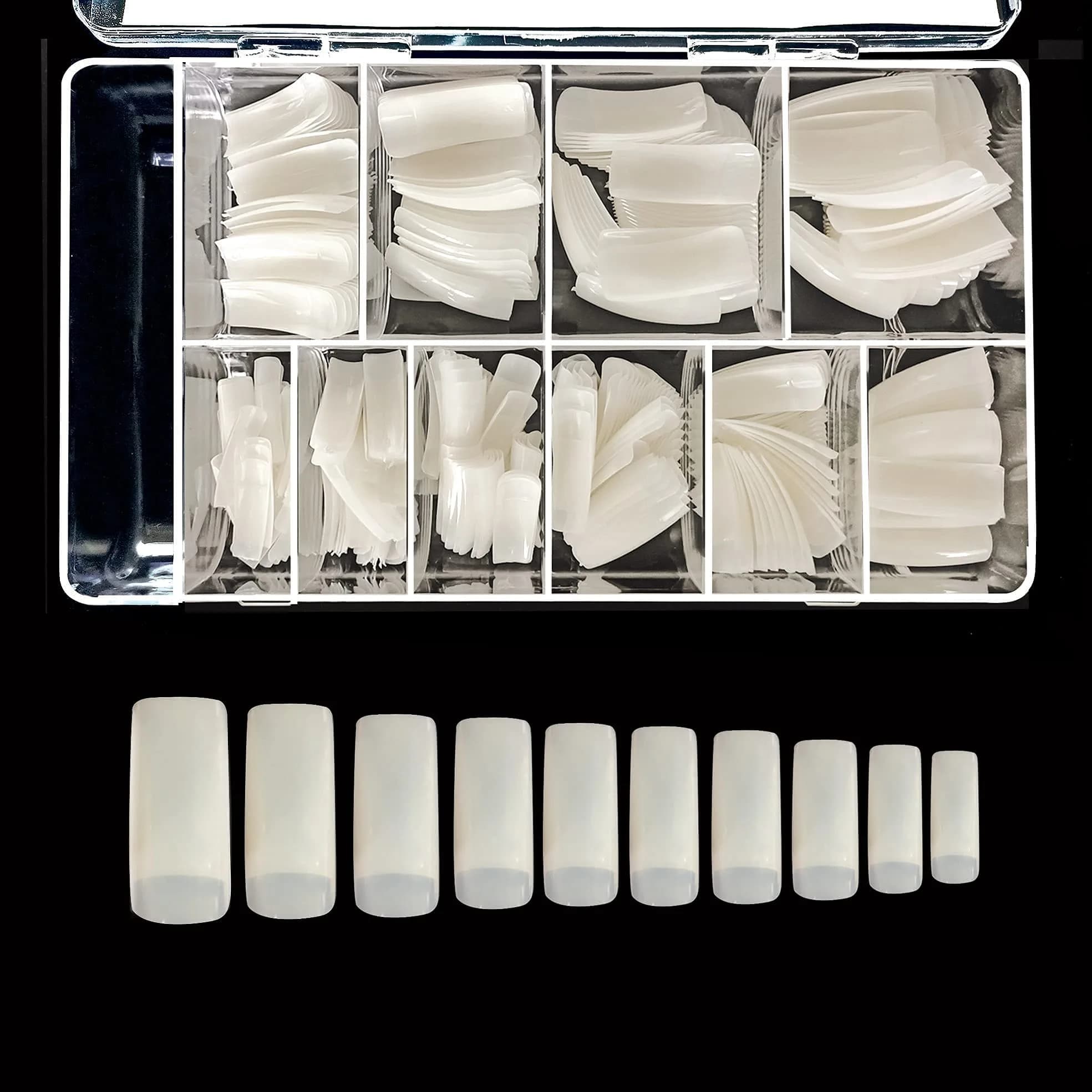 beYou Natural Cosmo 500 False Nail Tips | Durable, Seamless & Easy to Use (500 Piece Assortment)
