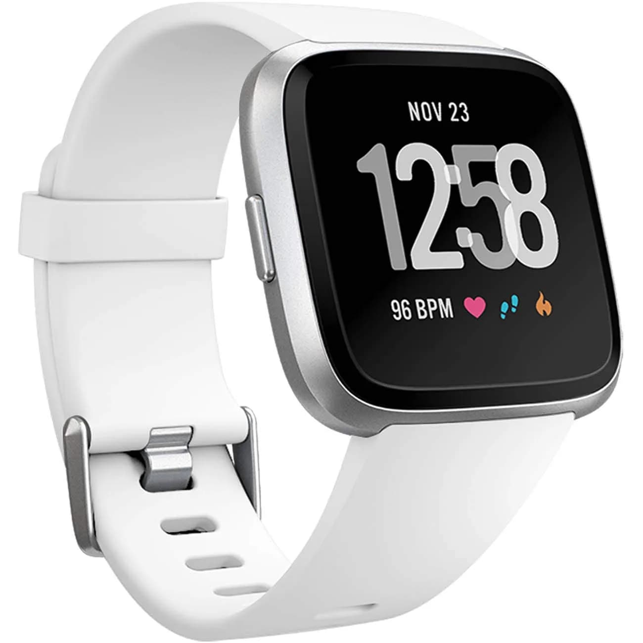 Wepro Sport Bands for Fitbit Versa 2, Versa Lite, Versa — Small 140mm (5.5"-7.2") White | Adjustable, Sweat-Resistant Elastomer Strap — White
