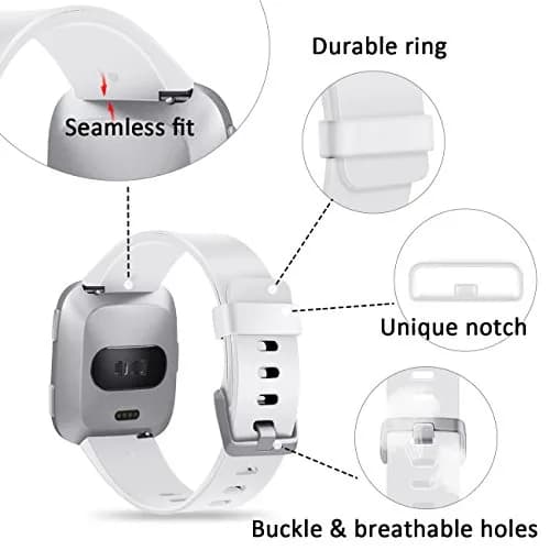 Wepro Sport Bands for Fitbit Versa 2, Versa Lite, Versa — Small 140mm (5.5"-7.2") White | Adjustable, Sweat-Resistant Elastomer Strap thumbnail 4
