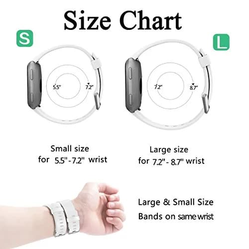 Wepro Sport Bands for Fitbit Versa 2, Versa Lite, Versa — Small 140mm (5.5"-7.2") White | Adjustable, Sweat-Resistant Elastomer Strap thumbnail 7