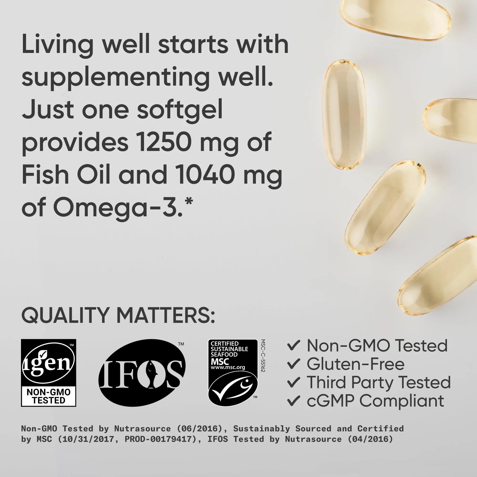 Sports Research Omega-3 Fish Oil 1250mg 90 Count | Triple Strength EPA DHA for Heart Health - view 4