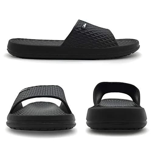FUNKYMONKEY Men's Shower Slides, Lightweight EVA Slippers, Black, 10 | Open Toe, Non Slip, Casual Comfort thumbnail 3