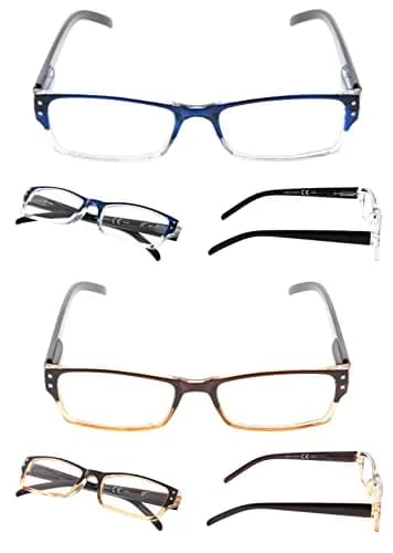 LUR Reading Glasses 4-pack Include Sunshine Readers for Men | Classic Fashion Frames with Spring Hinges thumbnail 5