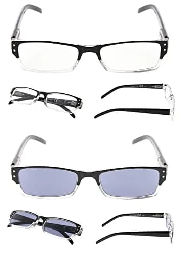 LUR Reading Glasses 4 Pack Include Sun Readers | Classic Fashion Frames for Men & Women thumbnail 4