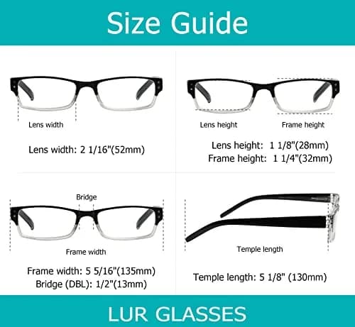 LUR Reading Glasses 4 Pack Include Sun Readers | Classic Fashion Frames for Men & Women thumbnail 6