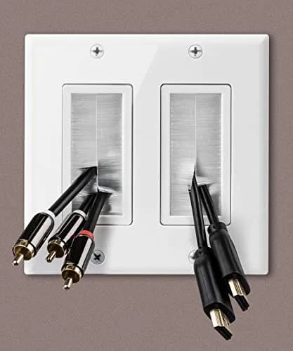 Fosmon 2-Gang Wall Plate, Brush Style Opening Passthrough Low Voltage Cable Plate in-Wall Installation for Speaker Wires, Coaxial, HDMI, or Network/Phone Cables - 2 PACK thumbnail 6
