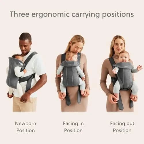 BabyBjörn Baby Carrier Mini, Dark Gray, 3D Jersey | Ergonomic Infant Carrier for Newborns thumbnail 3