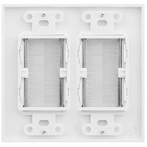 Fosmon 2-Gang Wall Plate, Brush Style Opening Passthrough Low Voltage Cable Plate in-Wall Installation for Speaker Wires, Coaxial, HDMI, Network - 3 PACK thumbnail 2